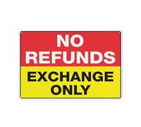 Cartello di avvertimento con scritta "No Refunds Exchange Only" (lingua italiana non garantita), 30,5 x 20,3 cm