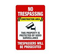 Cartello di avvertimento con scritta "No Trespassing This Property Is Protected By Videosorveglianza", cartello in metallo per la sicurezza delle costruzioni, per casa, garage, parete stradale