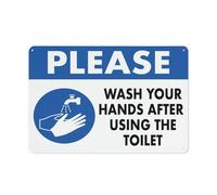 Cartello di avvertimento con scritta "Please Wash Your Hands After Using The Toilet Sign Warning Sticker-Security Sign Outdoor Sign 30,5 x 20,3