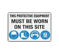 Cartello di avvertimento con scritta "This Protective Equipment Must Be Worn On This Site", 30,5 x 20,3 cm