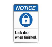 Cartello di avvertimento con serratura per porta quando finito, cartello in metallo per la sicurezza della porta, per casa aziendale, casa, esterni, interni, strada, cortile, garage, parete stradale