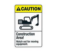 Cartello di avvertimento Construction Area Watch Out For Moving Equipment, cartello in metallo per la sicurezza delle costruzioni, per affari, casa, strada, cortile, garage, parete stradale, sicurezza