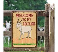 Cartello di avvertimento decorativo da parete con capre e scritta in lingua inglese "Keep The Gate Closed No Matter What The Goats Say" (lingua italiana non garantita)