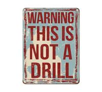 Cartello di avvertimento divertente in metallo con scritta in lingua inglese "This Is Not A Drill Tin Sign This Is Not A Drone", stile vintage, decorazione da parete per casa, bar, garage, club, 30,5