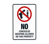 Cartello di avvertimento grafico con scritta "No Concealed Weapons Allowed On This Property With Graphic Warning of Door Security Security Signs for Business Home Road Yard Garage Street Wall Safety