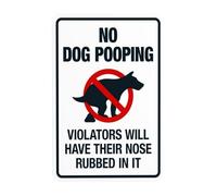 Cartello di avvertimento grafico con scritta "No Dog Pooping Violators Will Have Their Nose Rubbed In It", con scritta "No Dog Poop Security", per lavoro, casa, strada, parete, sicurezza, attenzione