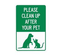 Cartello di avvertimento grafico con scritta "Please Clean Up After Your Pet With Dog And Cat", cartello di sicurezza in metallo per affari, casa, cortile, garage, parete stradale, attenzione