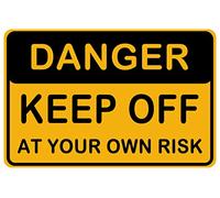 Cartello di avvertimento in metallo con scritta "Danger Keep Off to Your Own Risk Outdoor Use for Zoo Seaside Cliff by The Lake, High Zone", decorazione da parete, 20 x 30 cm