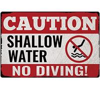 Cartello di avvertimento in metallo con scritta "Shallow Water No Diving", lago per uso interno/esterno, 20,3 x 30,5 cm