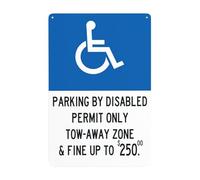 Cartello di avvertimento in metallo per handicap, Parking by Permit Only, Cautions Security, segnale di sicurezza per decorazione da parete per affari stradali, 20 x 30 cm