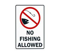 Cartello di avvertimento "No Fishing Allowed", segnale di divieto di sicurezza, cartelli in metallo per affari, casa, esterni, interni, strada, cortile, garage, parete stradale, sicurezza, sicurezza