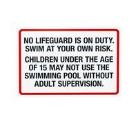 Cartello di avvertimento "No Lifeguard Is On Duty Swim At Your Own Risk", cartello di sicurezza in metallo per casa, lavoro, esterni, interni, strada, cortile, garage, parete stradale, sicurezza