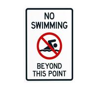 Cartello di avvertimento "No Swimming Beyond This Point, Pool Rules Security Metal Signs for Business Home Outdoor Indoor Road Yard Garage Street Wall Safety Caution Custom Decor 20,3 x 30,5 cm