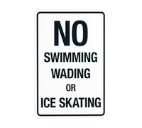 Cartello di avvertimento "No Swimming Wading or Ice Skating, Pool Rules Security Metal Signs for Business Home Outdoor Indoor Road Yard Garage Street Wall Safety Caution Custom Decor 20,3 x 30,5 cm