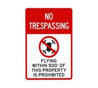 Cartello di avvertimento "No Trespassing Flying Within 500 Feet Of This Property Is Prohibited", segnale di divieto di sicurezza, cartelli in metallo per affari, casa, sicurezza, sicurezza, attenzione