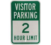 Cartello di avvertimento per il parcheggio dei visitatori, limite di 2 ore, verde su sfondo bianco, insegne in metallo di alluminio, regalo per donne e uomini, 20x30 cm.