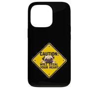 Cartello di avvertimento Pug Dog divertente regalo cucciolo di carlino Custodia per iPhone 13 Pro