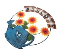 Cartello di benvenuto a forma di girasole: targa di benvenuto in metallo da