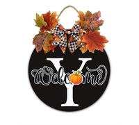 Cartello di benvenuto autunnale, cartello con nome della famiglia della fattoria con lettera iniziale Y, decorazione per porta d'ingresso, 28 cm, placca in legno autunnale per il raccolto, decorazione