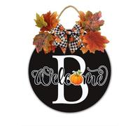 Cartello di benvenuto autunnale, cartello con nome della famiglia della fattoria con lettera iniziale B, decorazione per porta d'ingresso autunnale, targa in legno da 30 cm, decorazione per la casa