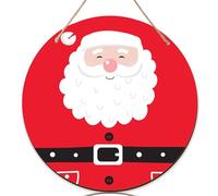 Cartello di benvenuto con Babbo Natale per porta d'ingresso, con barba e vestito rosso natalizio in legno rosso con scritta "Welcome to our home", decorazione per esterni, set di 1