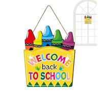 Cartello di benvenuto - Crayon Door Decoration, autorità di ingresso in legno, per feste in aula, feste, decorazione colorata il primo giorno con insegnanti, scuola elementare, per interni ed esterni