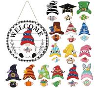 Cartello Di Benvenuto Dello - Cappello Staccabile, Ornamento Decorativo Magnetico E Modificabile | Display Di Auguri Gńome Personalizzabile, Affascinante Decorazione Per La Casa Con Ingresso Da