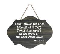 Cartello di benvenuto in legno rustico con scritta "I Will Thank The Lord Because He Is Just I Will Sing Praise to The Name of The Lord Most High", per portico, porta, parete, fattoria, 15,2 x 25,4 cm