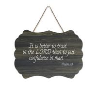 Cartello di benvenuto in legno rustico con scritta in lingua inglese "It Is Better to Trust in The LORD Than to Put Confidence in Man" per portico anteriore, porta, decorazione da parete, cartello in