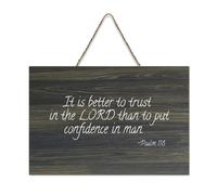 Cartello di benvenuto in legno rustico con scritta in lingua inglese "It Is Better to Trust in The LORD Than to Put Confidence in Man" per portico anteriore, porta, decorazione da parete, cartello in