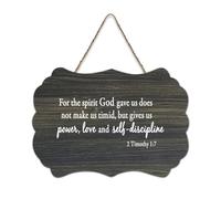 Cartello di benvenuto in legno rustico per portico anteriore, portico, classe, caffetteria, club, 15,2 x 25,4 cm, con scritta in lingua inglese "For The Spirit God Gave Us Does Not Make Us Timid, But