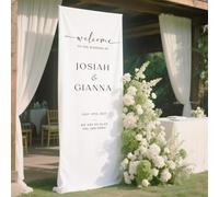 Cartello di benvenuto personalizzato in tessuto, cartello di benvenuto per matrimonio moderno con nomi e data, cartello in tessuto, segni di matrimonio personalizzati in lino, decorazione per