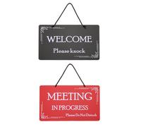 Cartello di benvenuto "Please Knock" "Please Do Not Disturb" rosso nero 12" x 8"