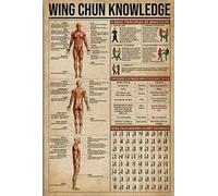 Cartello di conoscenza del Wing Chun Kung Fu - 8x12 pollici | Poster di anatomia | Decorazione in metallo per appassionati di arti marziali e aule