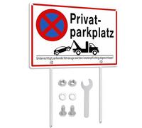 Cartello di parcheggio privato con supporto per palo, in alluminio, 30 x 20 cm, veicoli rimorchiati a pagamento, per parcheggio privato (palo da 30 cm)