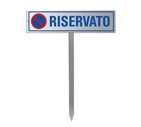 Cartello di parcheggio riservato OFFORM DESIGN - Alluminio argento opaco, 400 x 100 mm, Montaggio su palo, Funzionale