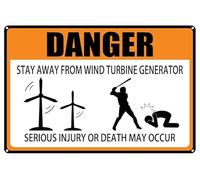 Cartello di pericolo, con scritta "Stay Away From Wind Turbine Generator, Grave Injury or Death May Occur Cartello in alluminio per esterni, garage, grotta dell'uomo, camera da letto, decorazione da
