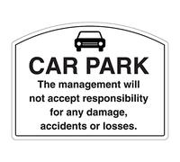 Cartello di sicurezza a forma di VSafety - Parcheggio - Responsabilità di gestione - Plastica rigida 300X200-1MM