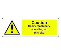 Cartello di sicurezza con scritta in inglese "Caution Heavy Machinery Operating On This Site", in plastica rigida da 1,2 mm, per uso interno/esterno (600 mm x 200 mm), distanza di visualizzazione