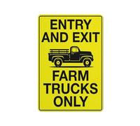 Cartello di sicurezza con scritta in inglese "Entry and Exit Farm Trucks Only", 30,5 x 20,3 cm, per casa, affari, vialetto di allarme