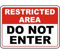 Cartello di sicurezza con scritta in inglese "Restricted Area Do Not Enter", segnale di avvertimento stradale, in metallo, 20,3 x 30,5 cm