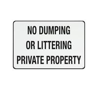 Cartello di sicurezza con scritta "No Dumping or Littering Private Property Sign", cartello esterno, 30,5 x 20,3 cm, cartello per casa, affari, segnalazione vialetto