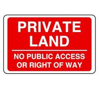 Cartello di sicurezza con scritta "Private Land No Public Access or Right Of Way" - 3 mm in alluminio Dibond per uso interno/esterno (600 mm x 400 mm) Distanza di visualizzazione 20 m.