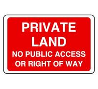 Cartello di sicurezza con scritta "Private Land No Public Access or Right Of Way", in plastica rigida da 1,2 mm, per uso interno/esterno (400 mm x 300 mm), distanza di visualizzazione entro 14 m.