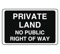 Cartello di sicurezza con scritta "Private Land No Public Right Of Way", in alluminio Dibond da 3 mm, per uso interno/esterno (600 mm x 400 mm), distanza di visualizzazione 20 m.