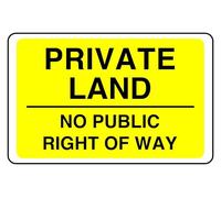 Cartello di sicurezza con scritta "Private Land No Public Right Of Way", in alluminio Dibond da 3 mm, per uso interno/esterno (300 mm x 200 mm), 7 m di distanza di visualizzazione.