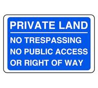 Cartello di sicurezza con scritta "Private Land No Trespassing No Public Access or Right Of Way" - 1,2 mm, in plastica rigida per uso interno/esterno (150 mm x 100 mm), distanza di visualizzazione