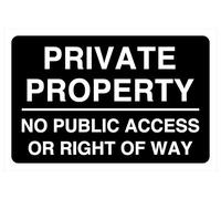 Cartello di sicurezza con scritta "Private Property No Public Access or Right Of Way", in plastica rigida da 1,2 mm, per uso interno/esterno (400 mm x 300 mm), distanza di visualizzazione entro 14 m.
