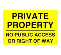 Cartello di sicurezza con scritta "Private Property No Public Access or Right Of Way", in plastica rigida da 1,2 mm, per uso interno/esterno (150 mm x 100 mm), distanza di visualizzazione entro 3 m.