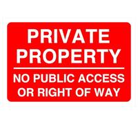 Cartello di sicurezza con scritta "Private Property No Public Access or Right Of Way", in plastica rigida da 1,2 mm, per uso interno/esterno (150 mm x 100 mm), distanza di visualizzazione entro 3 m.